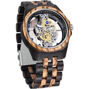 ✨Dentlity Analog Quartz Mens Black Wooden Lightweight Wrist Bamboo Watches